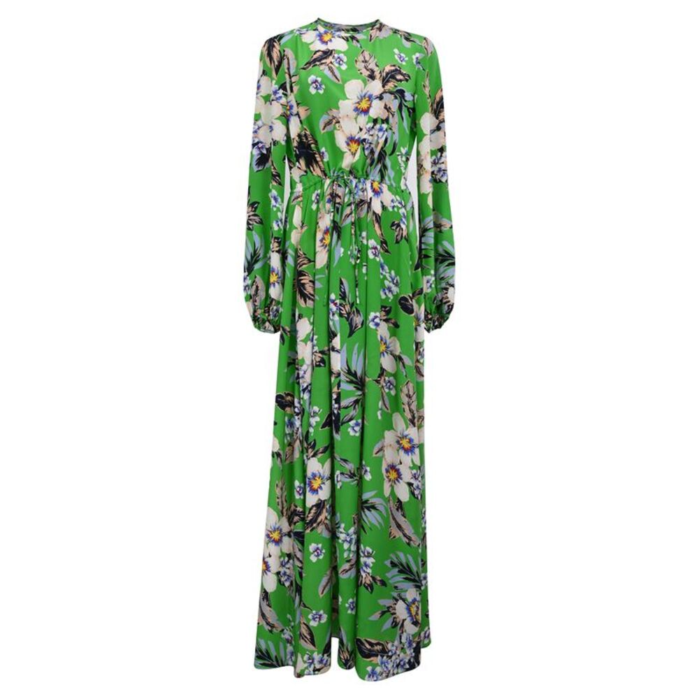 Diane Von Furstenberg Floral Maxi Dress in Multicolor Silk